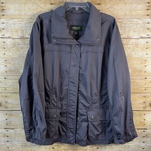 Eddie Bauer Women’s Lightweight Grey Utility Jacket Snaps Zipper EUC Size XXL